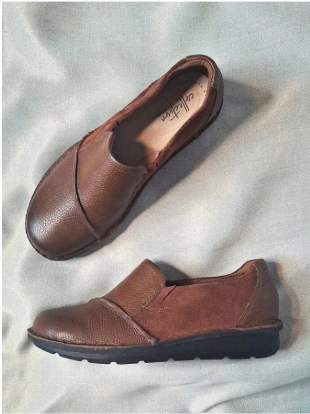 Clarks Collection Michela Opal Brown Leather Slip On Loafers Women’s 7.5 M